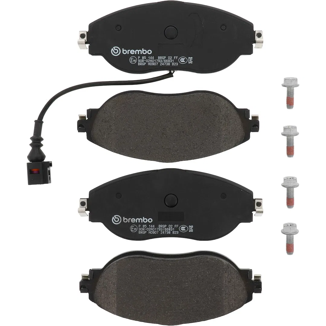 P85144 – BREMBO Brake Pad, FMSI Number D1633-8849 Low-Metallic Set Of 4 With Brake Caliper Screws